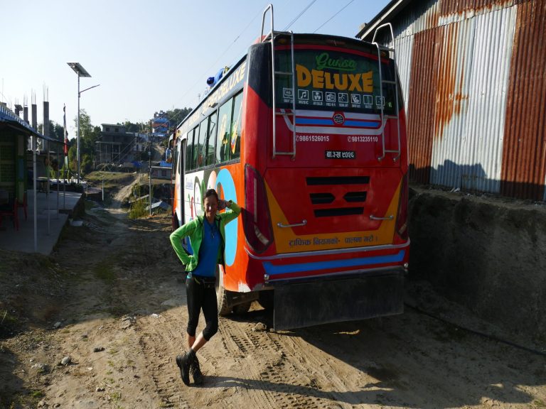 Boarding the Local Deluxe Bus for Kathmandu