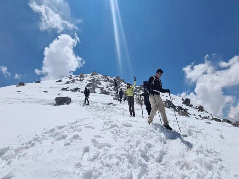 Navigating the Snowfields Below Ganja La