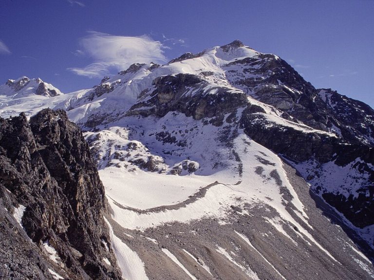 Approaching the High Ridge and Glacial Route of Yala Peak