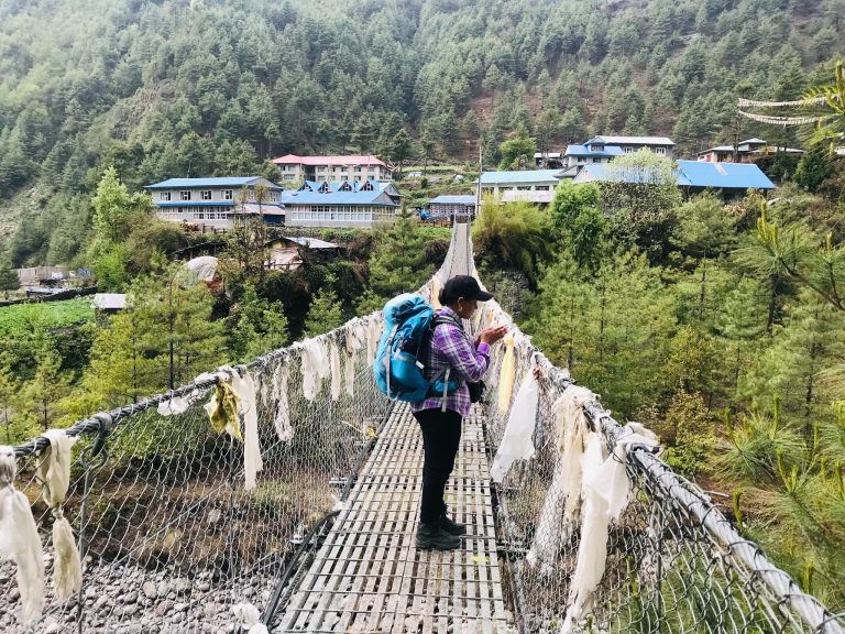 Suspension Bridge & Teahouse in Phakding
