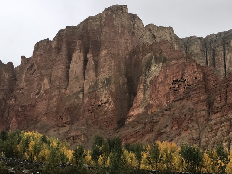 The Dramatic Red Cliffs on the Way to Dhakmar