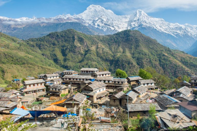 Ghandruk Village with Annapurna South & Hiunchuli