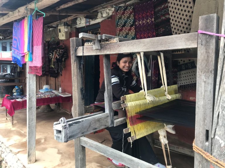 Local Woman Making Handmade Crafts in Dhampus Village