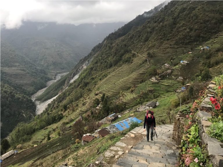 Climbing to Chhomrong Village