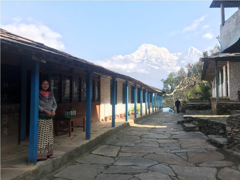 Traditional stone houses along the scenic trail to Landruk