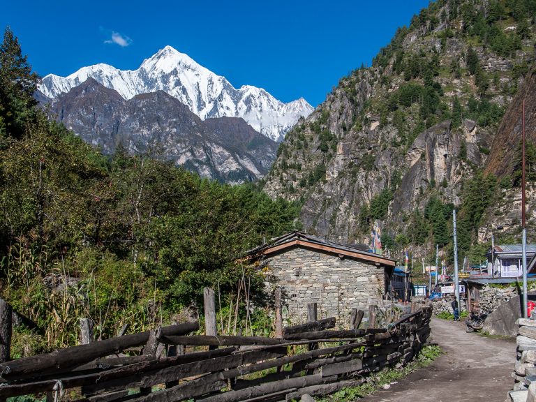Chame with Lamjung Himal in the background