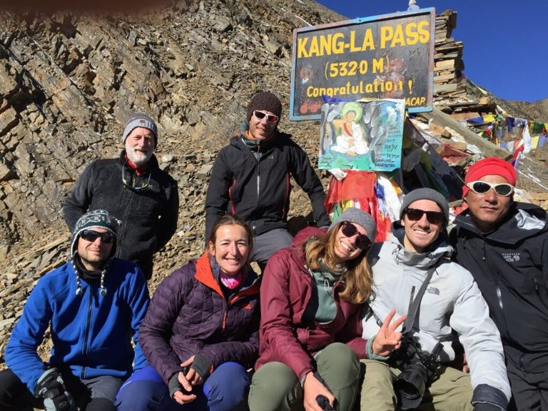 Celebrating at Kang La Pass (5,306 m)